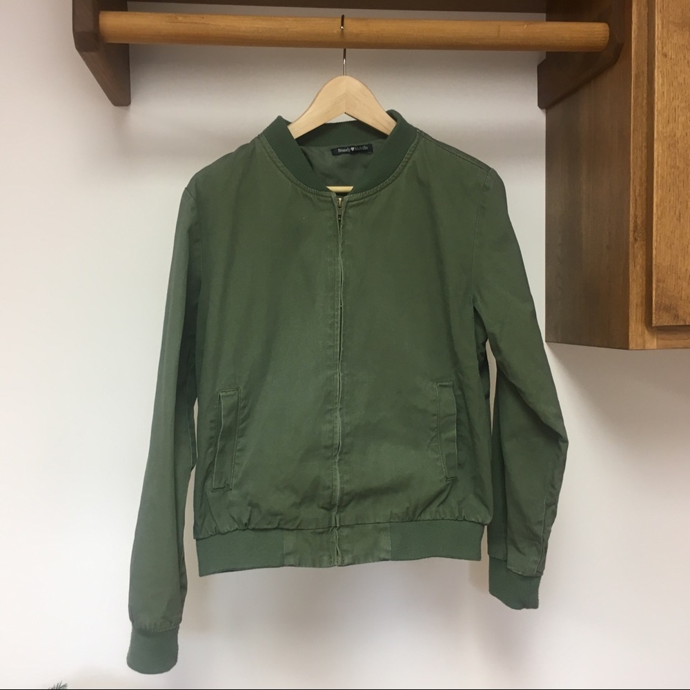 Brandy Melville Army Green Bomber Jacket